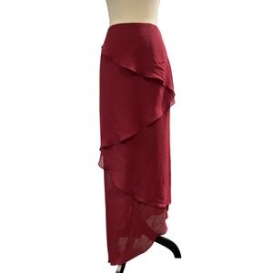Chetta B Skirt 100% Silk Sheer Layered Asymmetrical Maxi Size 10 Dark Romantic